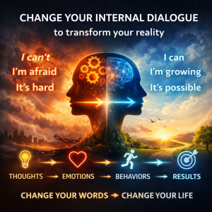 Changing internal dialogue transforms mindset from negative thoughts to positive results