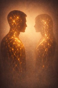 Abstract figure recognizing familiar internal patterns in relationships