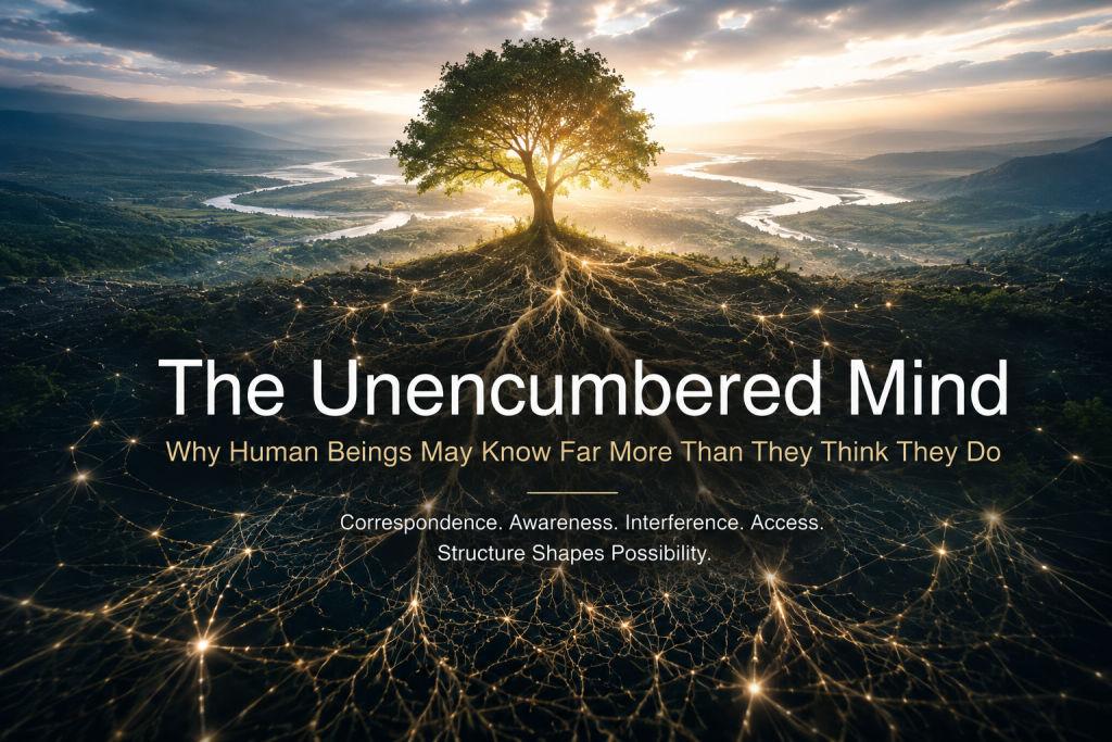Conceptual image representing The Unencumbered Mind, awareness, relational systems, reduced interference, and greater access.